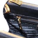 PRADA Hand Bag Saffiano 2way Black Gold Tone Auth 199176M-23