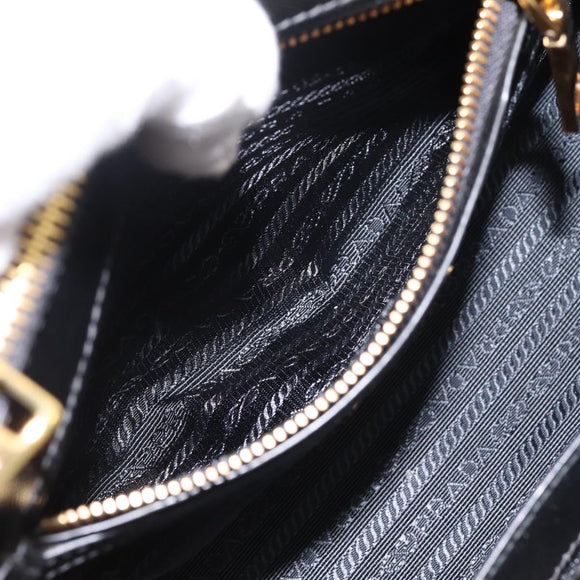 PRADA Hand Bag Saffiano 2way Black Gold Tone Auth 199176M