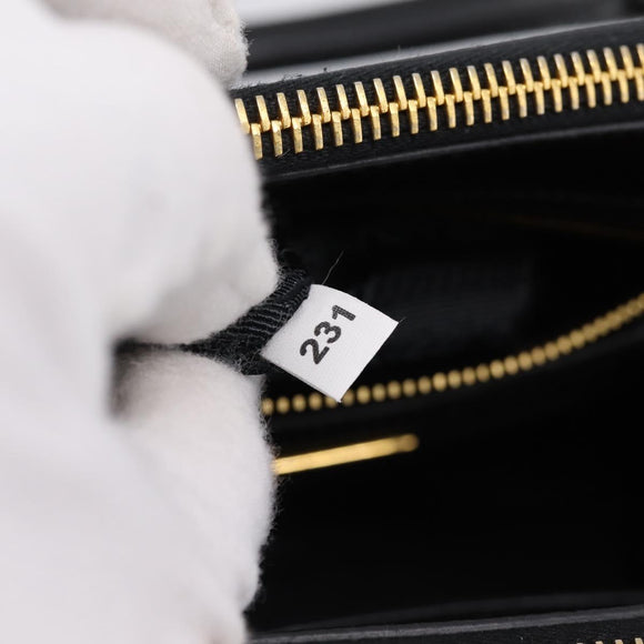 PRADA Hand Bag Saffiano 2way Black Gold Tone Auth 199176M
