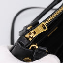 PRADA Hand Bag Saffiano 2way Black Gold Tone Auth 199176M-28