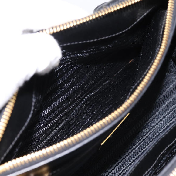 PRADA Hand Bag Saffiano 2way Black Gold Tone Auth 199176M