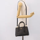 PRADA Hand Bag Saffiano 2way Black Gold Tone Auth 199176M-30