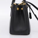 PRADA Hand Bag Saffiano 2way Black Gold Tone Auth 199176M-3