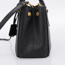 PRADA Hand Bag Saffiano 2way Black Gold Tone Auth 199176M-4