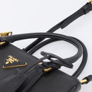PRADA Hand Bag Saffiano 2way Black Gold Tone Auth 199176M-14