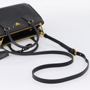 PRADA Hand Bag Saffiano 2way Black Gold Tone Auth 199176M-8