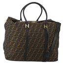 FENDI Zucca Canvas Boston Bag 2way Black Brown Auth 199177-1