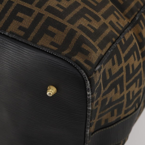 FENDI Zucca Canvas Boston Bag 2way Black Brown Auth 199177