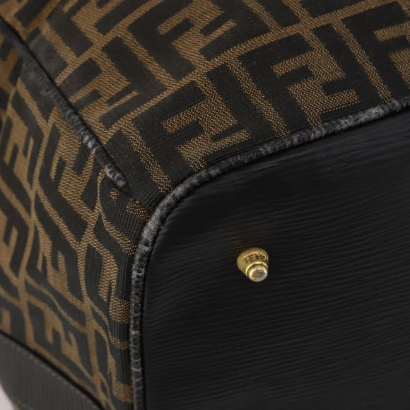 FENDI Zucca Canvas Boston Bag 2way Black Brown Auth 199177