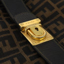 FENDI Zucca Canvas Boston Bag 2way Black Brown Auth 199177-21