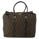 FENDI Zucca Canvas Boston Bag 2way Black Brown Auth 199177-13