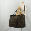 FENDI Zucca Canvas Boston Bag 2way Black Brown Auth 199177-27