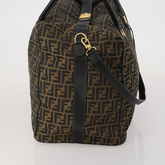 FENDI Zucca Canvas Boston Bag 2way Black Brown Auth 199177