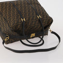 FENDI Zucca Canvas Boston Bag 2way Black Brown Auth 199177-7