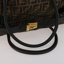 FENDI Zucca Canvas Boston Bag 2way Black Brown Auth 199177-8