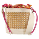 BVLGARI Shoulder Bag Raffia Beige Gold Auth 199178V-1