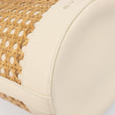 BVLGARI Shoulder Bag Raffia Beige Gold Auth 199178V-15