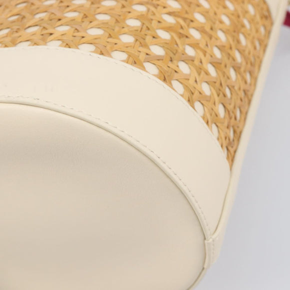 BVLGARI Shoulder Bag Raffia Beige Gold Auth 199178V