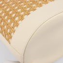 BVLGARI Shoulder Bag Raffia Beige Gold Auth 199178V-17