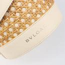 BVLGARI Shoulder Bag Raffia Beige Gold Auth 199178V-19