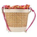 BVLGARI Shoulder Bag Raffia Beige Gold Auth 199178V-13