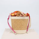 BVLGARI Shoulder Bag Raffia Beige Gold Auth 199178V-12