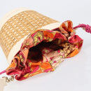BVLGARI Shoulder Bag Raffia Beige Gold Auth 199178V-6