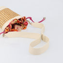 BVLGARI Shoulder Bag Raffia Beige Gold Auth 199178V-7