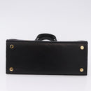 Salvatore Ferragamo Gancini Hand Bag Suede Black Gold Auth 199179V-6