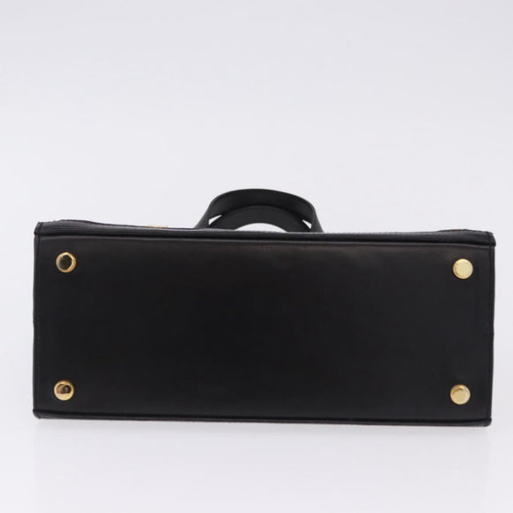 Salvatore Ferragamo Gancini Hand Bag Suede Black Gold Auth 199179V