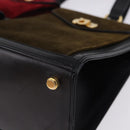 Salvatore Ferragamo Gancini Hand Bag Suede Black Gold Auth 199179V-15