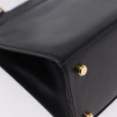 Salvatore Ferragamo Gancini Hand Bag Suede Black Gold Auth 199179V-16