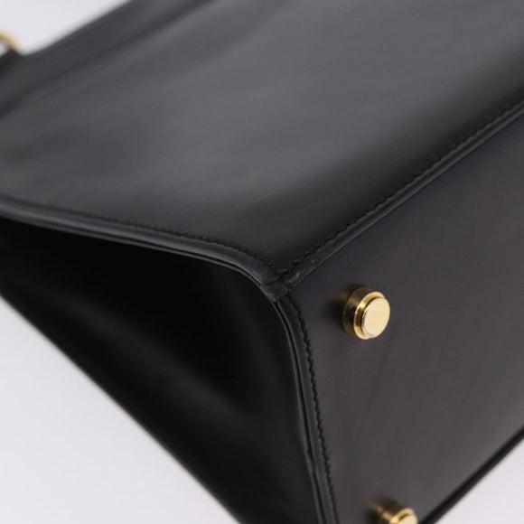 Salvatore Ferragamo Gancini Hand Bag Suede Black Gold Auth 199179V