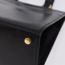 Salvatore Ferragamo Gancini Hand Bag Suede Black Gold Auth 199179V-17
