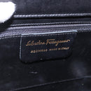Salvatore Ferragamo Gancini Hand Bag Suede Black Gold Auth 199179V-12