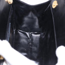 Salvatore Ferragamo Gancini Hand Bag Suede Black Gold Auth 199179V-20