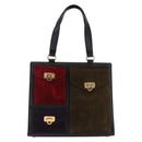 Salvatore Ferragamo Gancini Hand Bag Suede Black Gold Auth 199179V-13