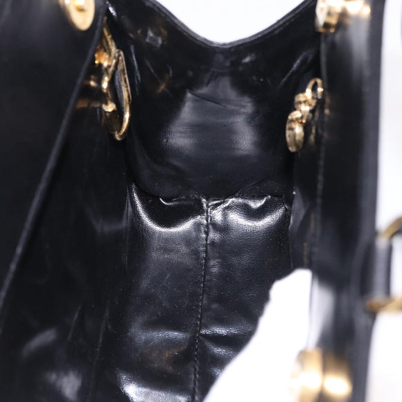 Salvatore Ferragamo Gancini Hand Bag Suede Black Gold Auth 199179V
