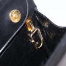 Salvatore Ferragamo Gancini Hand Bag Suede Black Gold Auth 199179V-11