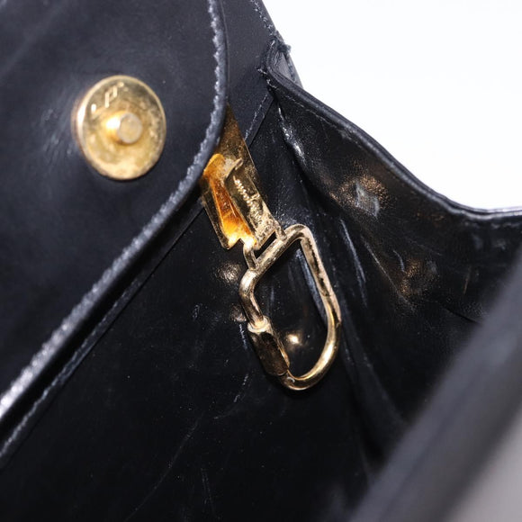 Salvatore Ferragamo Gancini Hand Bag Suede Black Gold Auth 199179V