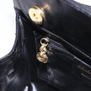 Salvatore Ferragamo Gancini Hand Bag Suede Black Gold Auth 199179V-22