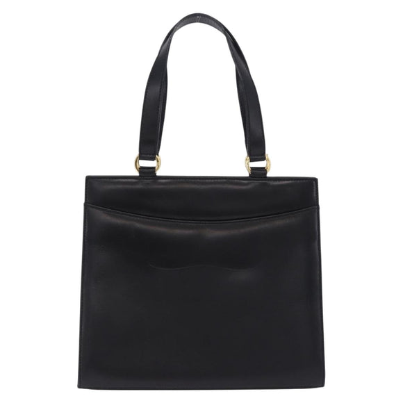 Salvatore Ferragamo Gancini Hand Bag Suede Black Gold Auth 199179V