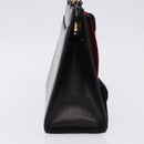 Salvatore Ferragamo Gancini Hand Bag Suede Black Gold Auth 199179V-5