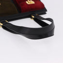 Salvatore Ferragamo Gancini Hand Bag Suede Black Gold Auth 199179V-8