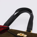 Salvatore Ferragamo Gancini Hand Bag Suede Black Gold Auth 199179V-14