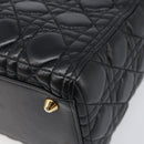 Christian Dior Lady Dior Canage Hand Bag Lamb Skin 2way Black Gold Auth 199180M-9
