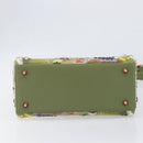 Christian Dior Lady Dior Hand Bag Beads 2way Green Gold Tone Auth 199181SM-11