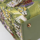 Christian Dior Lady Dior Hand Bag Beads 2way Green Gold Tone Auth 199181SM-15