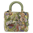 Christian Dior Lady Dior Hand Bag Beads 2way Green Gold Tone Auth 199181SM-2