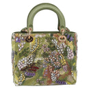 Christian Dior Lady Dior Hand Bag Beads 2way Green Gold Tone Auth 199181SM-3